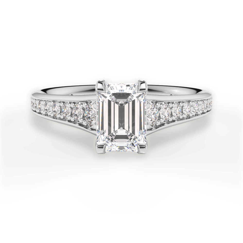 Leslie Emerald Cut Lab Grown Diamond 18Kt White Gold Engagement Ring
