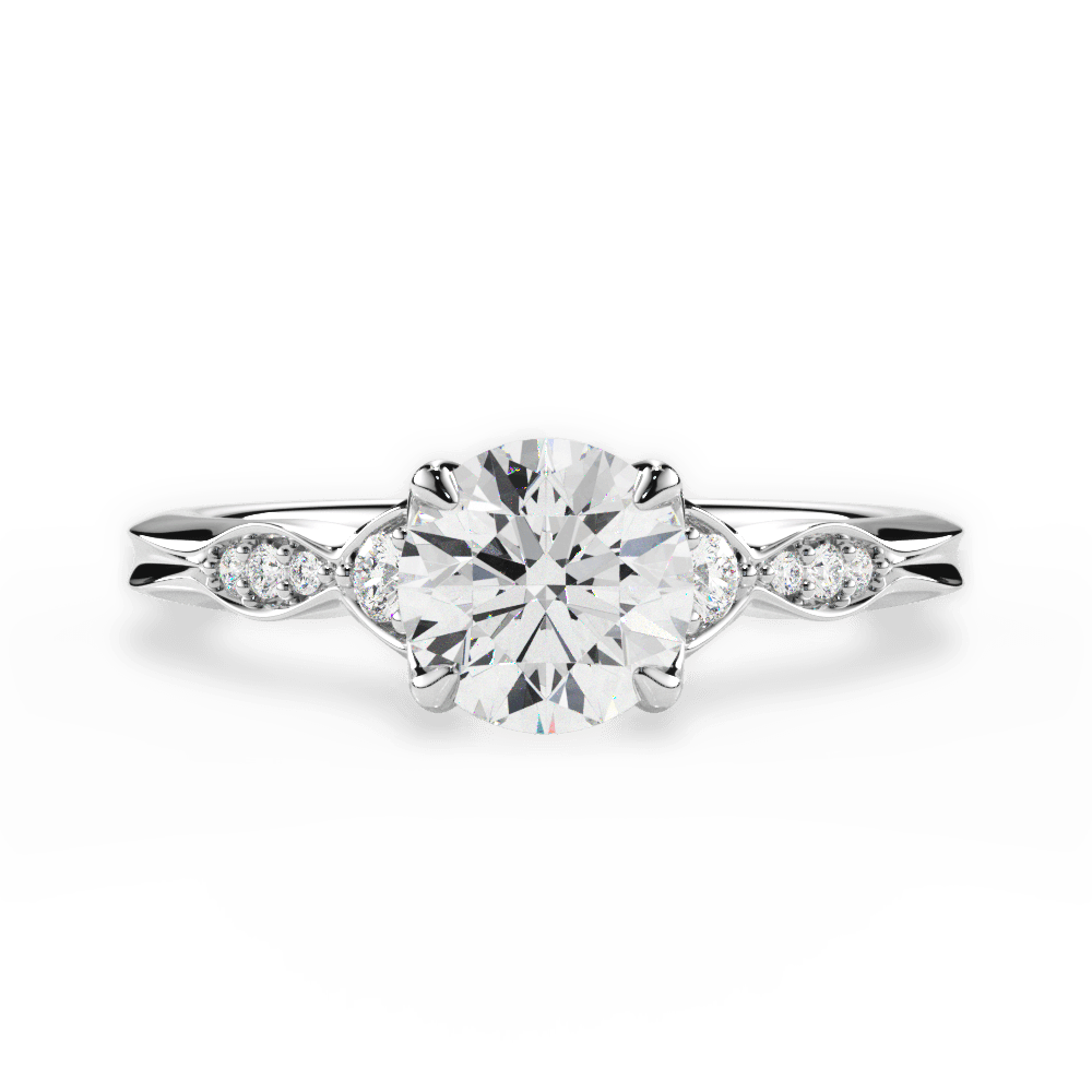 Cassie Round Cut Lab Grown Diamond 18Kt White Gold Engagement Ring