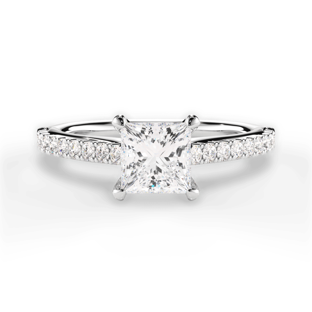 Frances Princess Cut Lab Grown Diamond 18Kt White Gold Engagement Ring