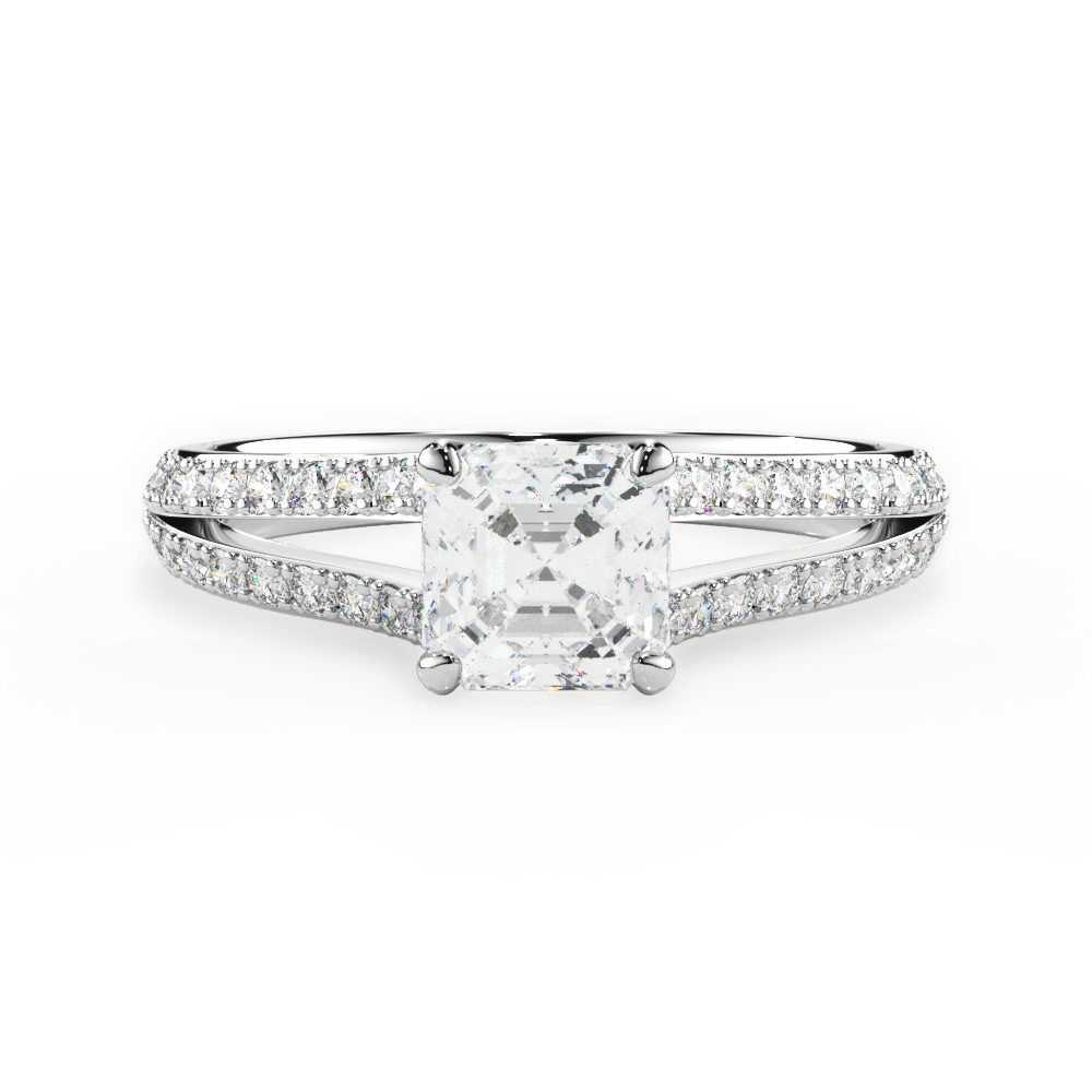 Kendra Asscher Cut Lab Grown Diamond Platinum Engagement Ring