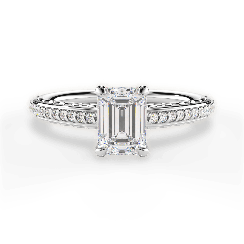 Caroline Emerald Cut Lab Grown Diamond Platinum Engagement Ring