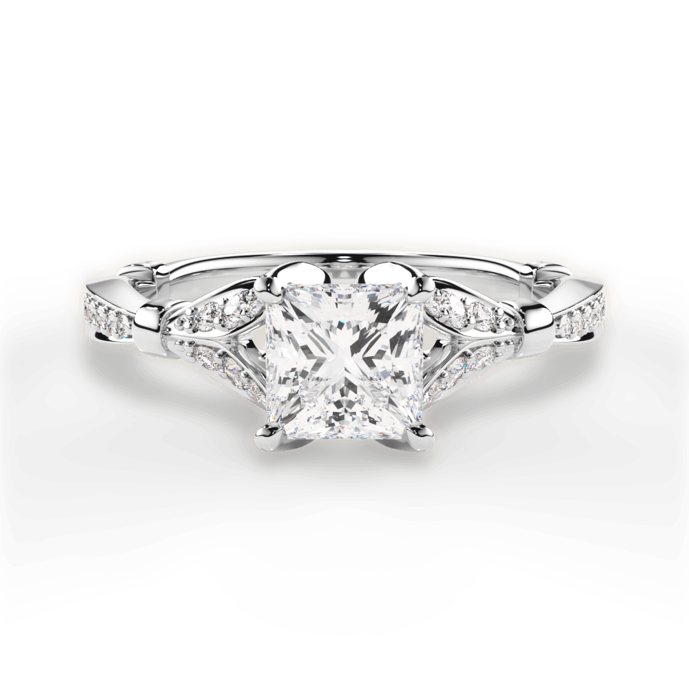 Geraldine Princess Cut Lab Grown Diamond Platinum Engagement Ring