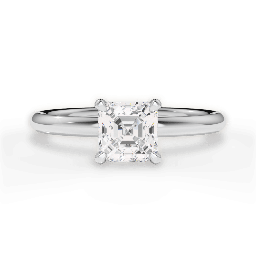 Brenda Asscher Cut Lab Grown Diamond 14Kt White Gold Engagement Ring