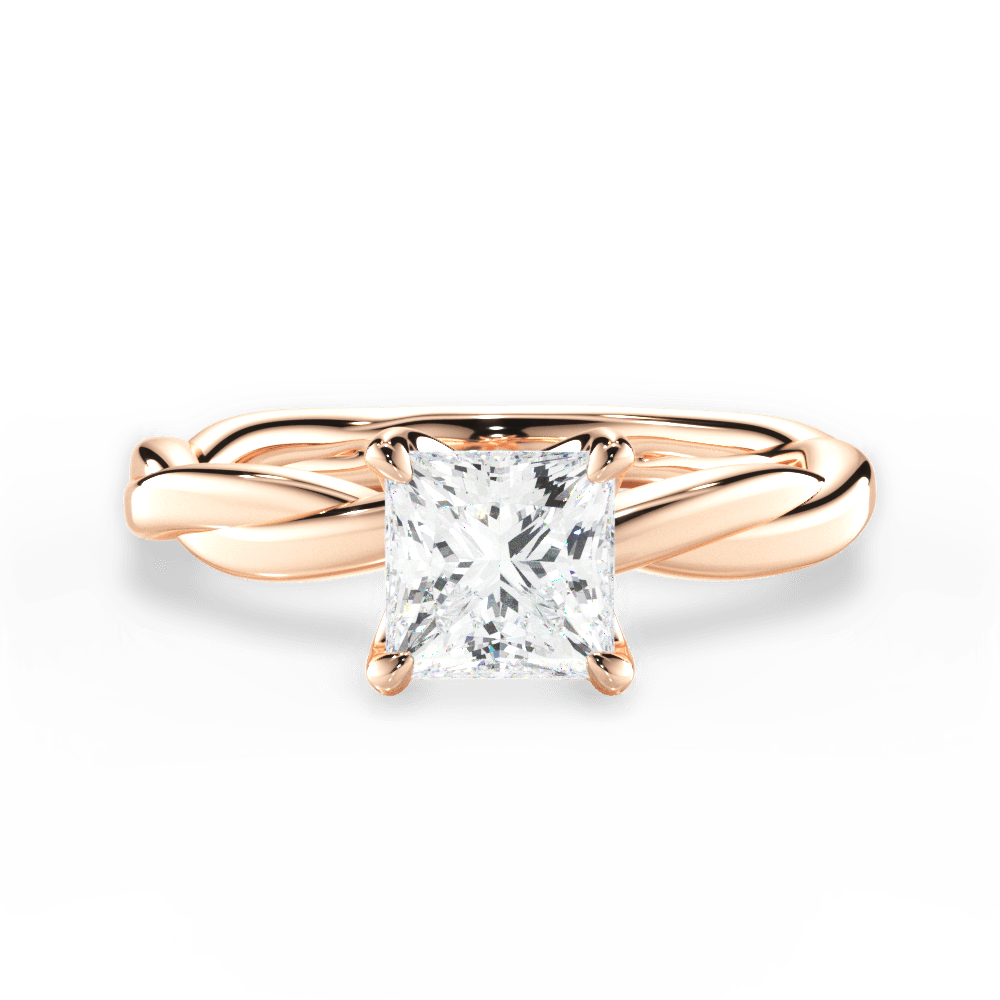 Bianca Princess Cut Lab Grown Diamond 18Kt Rose Gold Engagement Ring