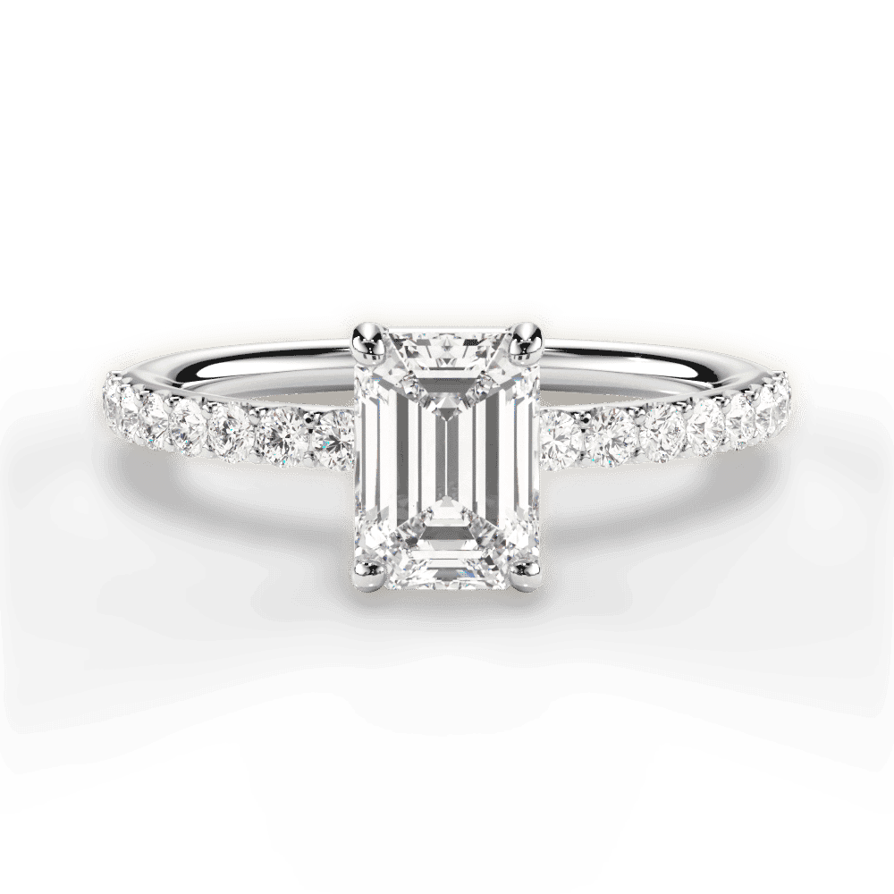 Elsie Emerald Cut Lab Grown Diamond Platinum Engagement Ring