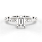 Elsie Emerald Cut Lab Grown Diamond 14Kt White Gold Engagement Ring