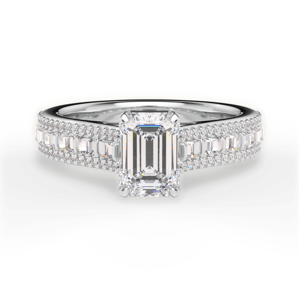 Lynn Emerald Cut Lab Grown Diamond 18Kt White Gold Engagement Ring
