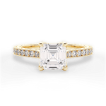Gilda Asscher Cut Lab Grown Diamond 18Kt Yellow Gold Engagement Ring
