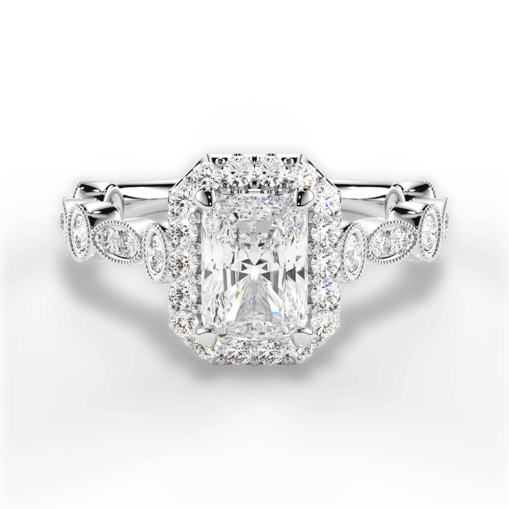 Irene Radiant Cut Lab Grown Diamond 18Kt White Gold Engagement Ring