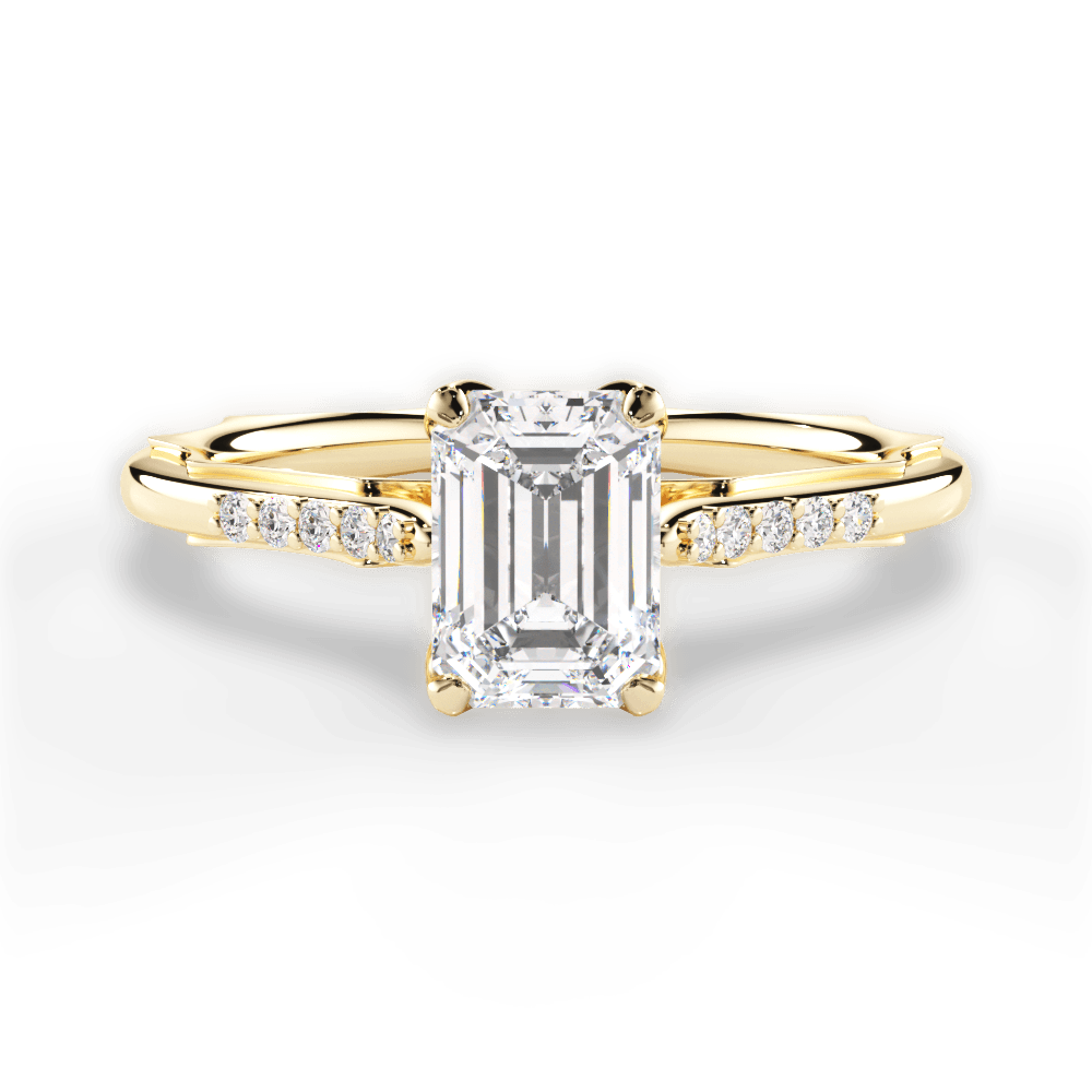 Christina Emerald Cut Lab Grown Diamond 18Kt Yellow Gold Engagement Ring