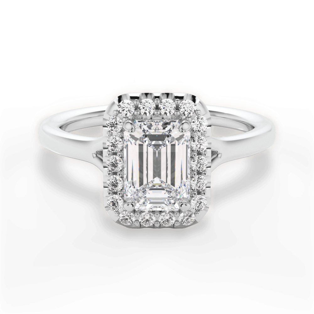 Geneva Emerald Cut Lab Grown Diamond 14Kt White Gold Engagement Ring