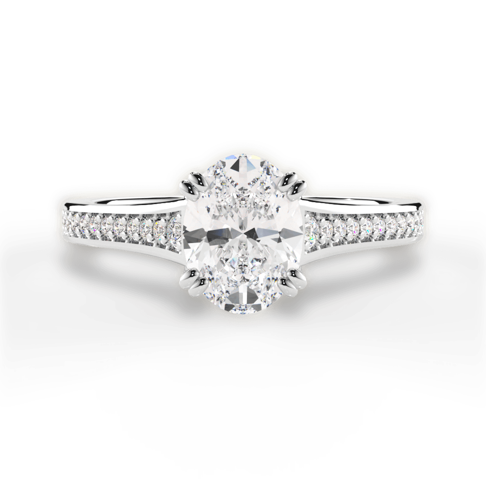 Delia Oval Cut Lab Grown Diamond 18Kt White Gold Engagement Ring