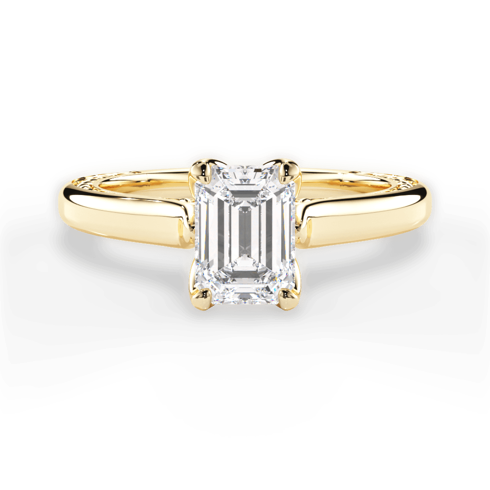Carrie Emerald Cut Lab Grown Diamond 18Kt Yellow Gold Engagement Ring