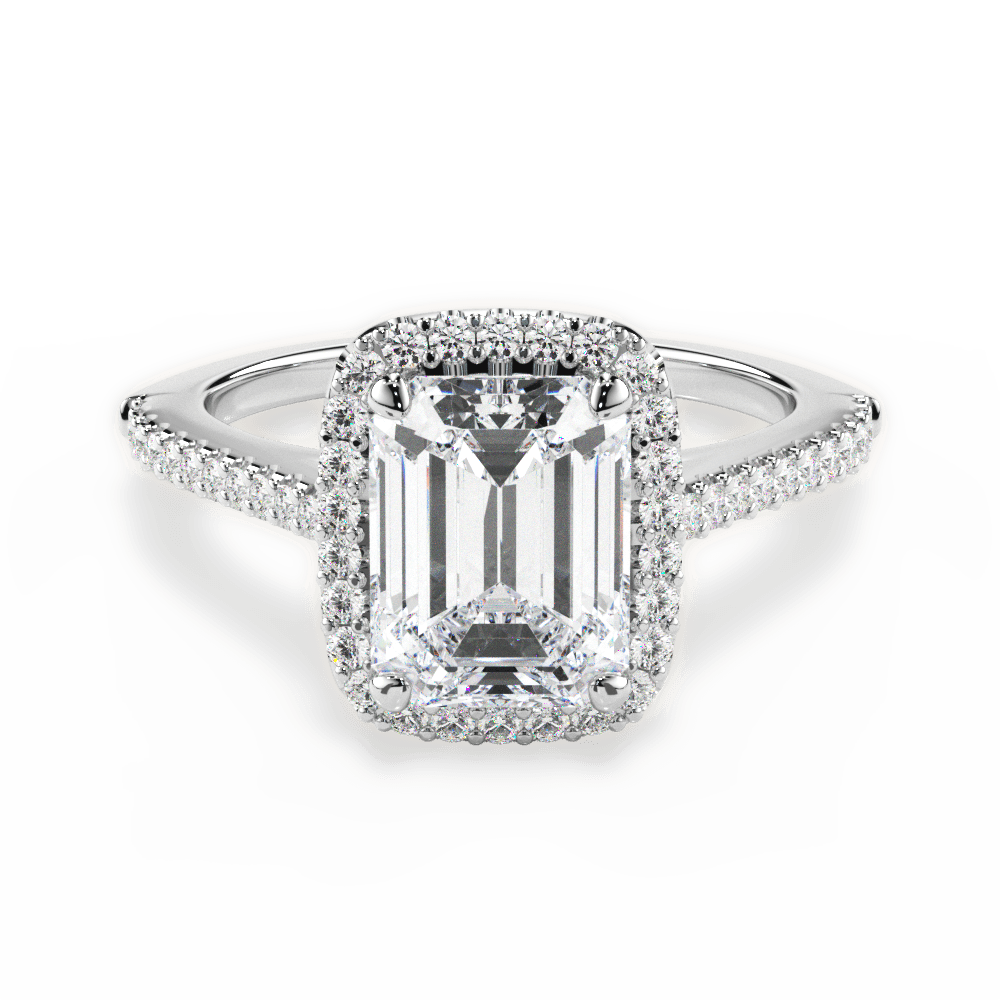 Jeanne Emerald Cut Lab Grown Diamond 14Kt White Gold Engagement Ring