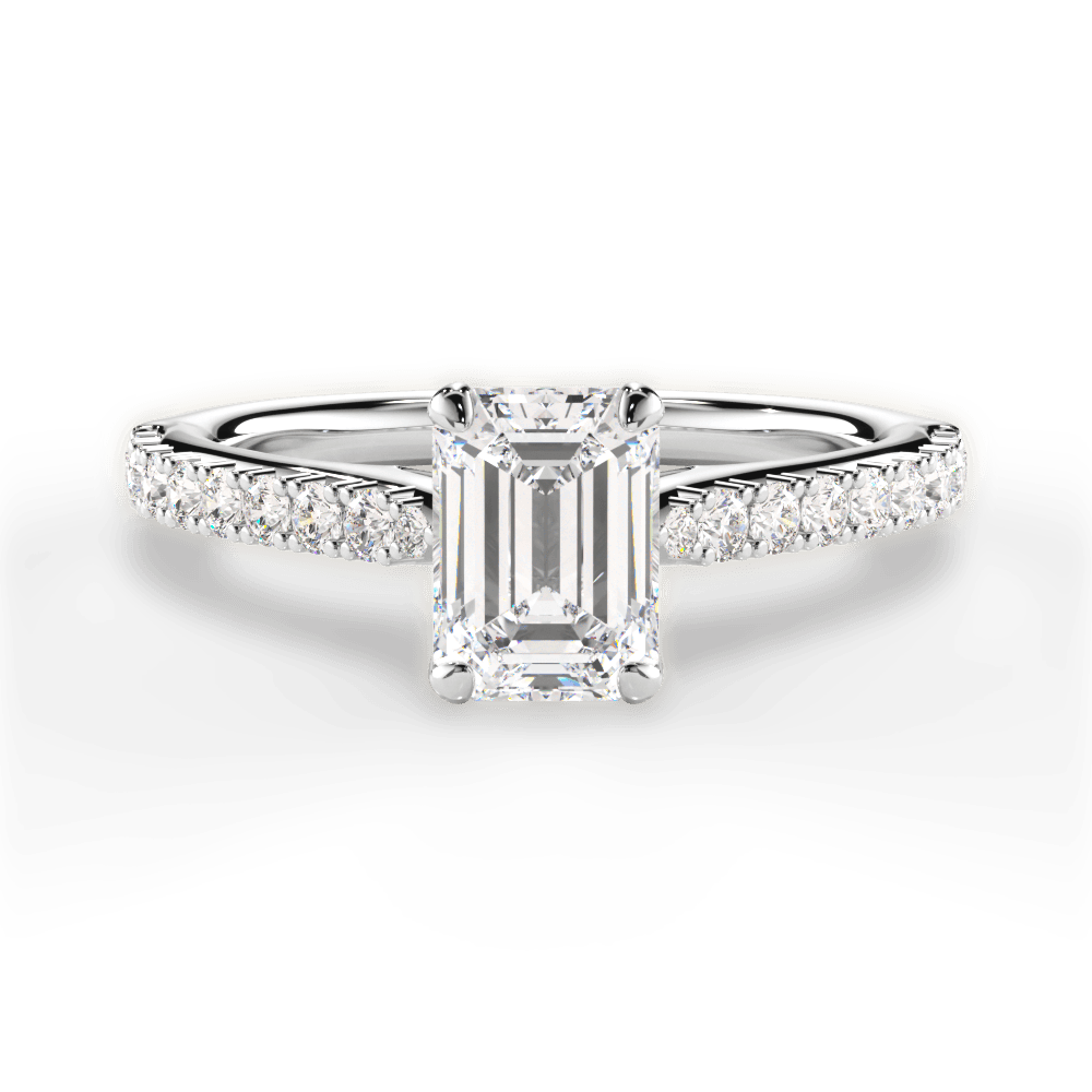 Frances Emerald Cut Lab Grown Diamond Platinum Engagement Ring