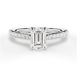 Frances Emerald Cut Lab Grown Diamond 14Kt White Gold Engagement Ring