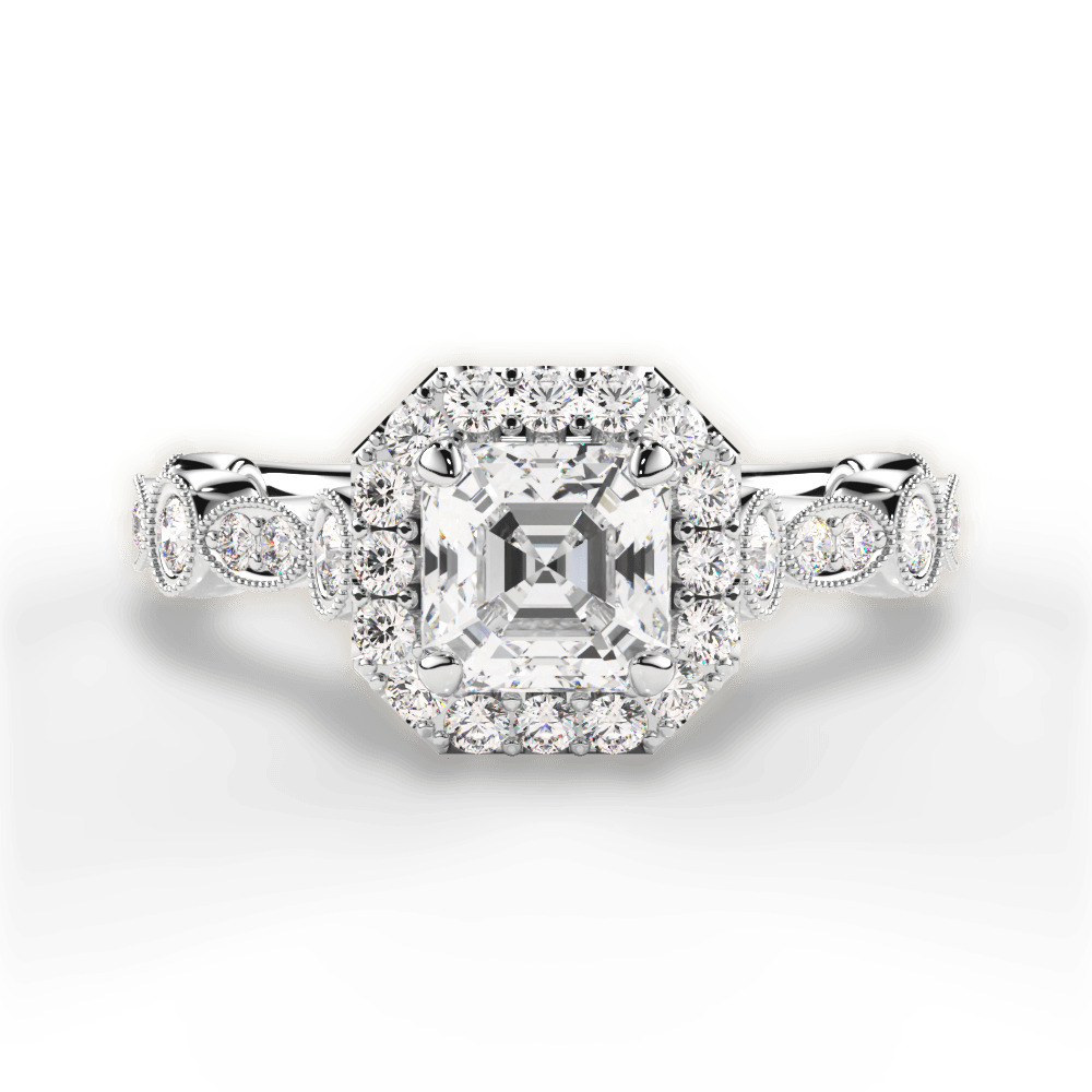 Irene Asscher Cut Lab Grown Diamond Platinum Engagement Ring