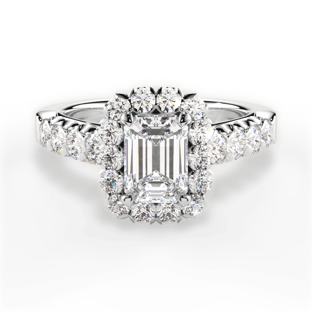 Lacey Emerald Cut Lab Grown Diamond 18Kt White Gold Engagement Ring