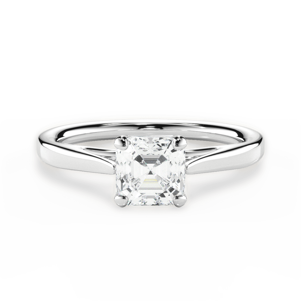 Angie Asscher Cut Lab Grown Diamond 18Kt White Gold Engagement Ring