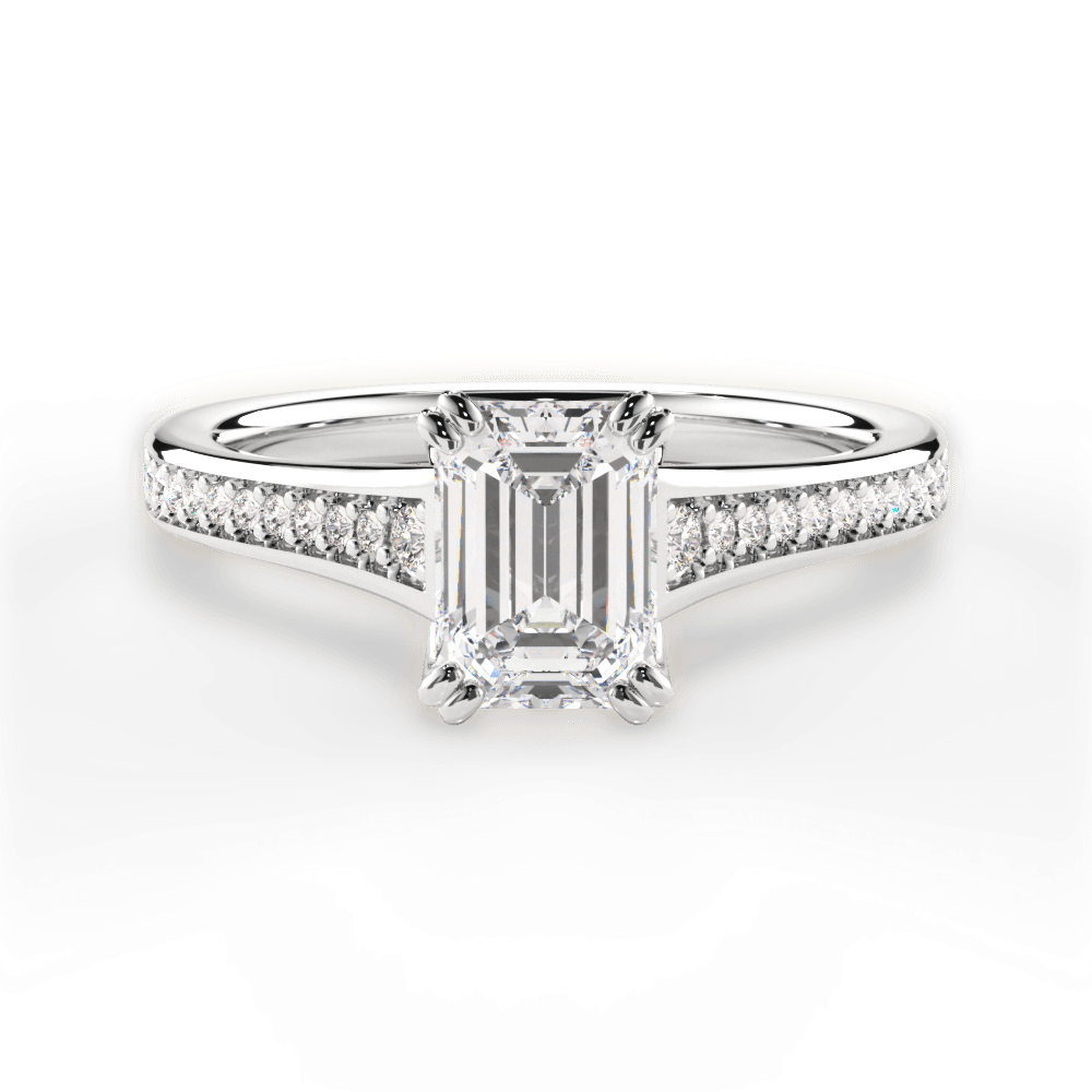 Delia Emerald Cut Lab Grown Diamond 14Kt White Gold Engagement Ring