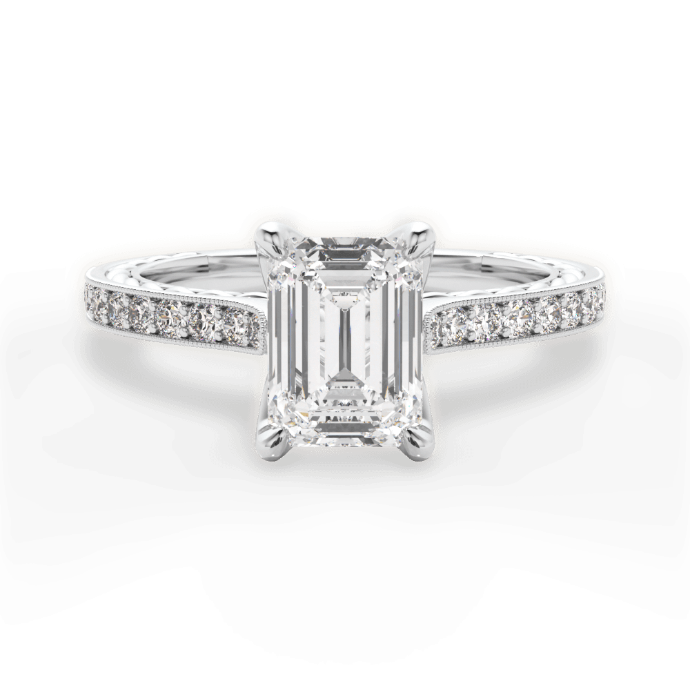 Gilda Emerald Cut Lab Grown Diamond Platinum Engagement Ring