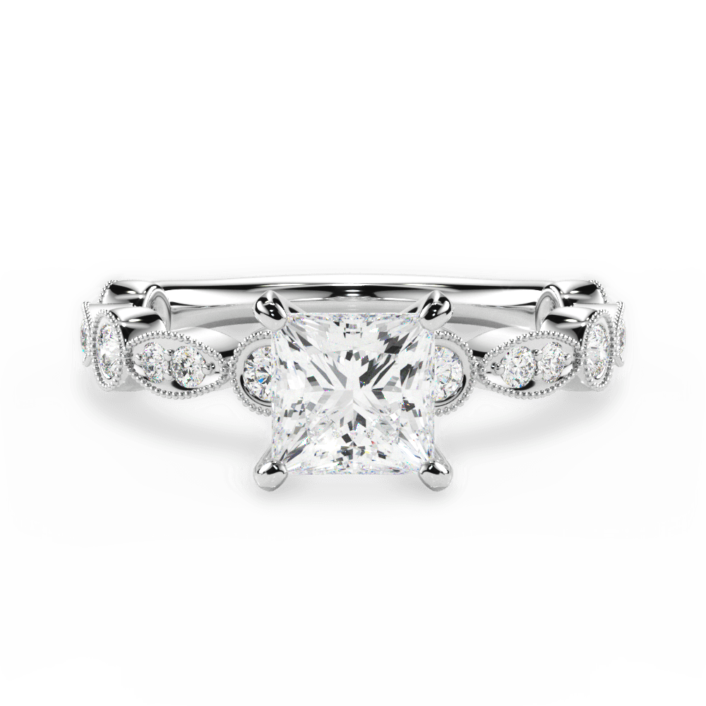 Edith Princess Cut Lab Grown Diamond 14Kt White Gold Engagement Ring