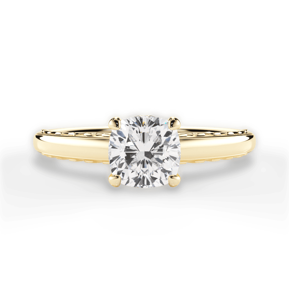 Annette Cushion Cut Lab Grown Diamond 18Kt Yellow Gold Engagement Ring