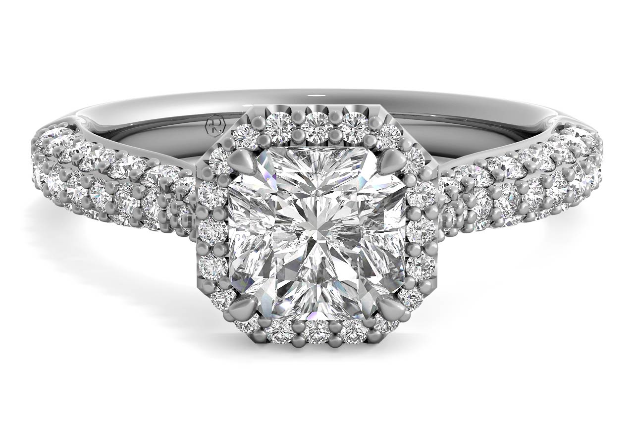 Lucy Asscher Cut Lab Grown Diamond 18Kt White Gold Engagement Ring