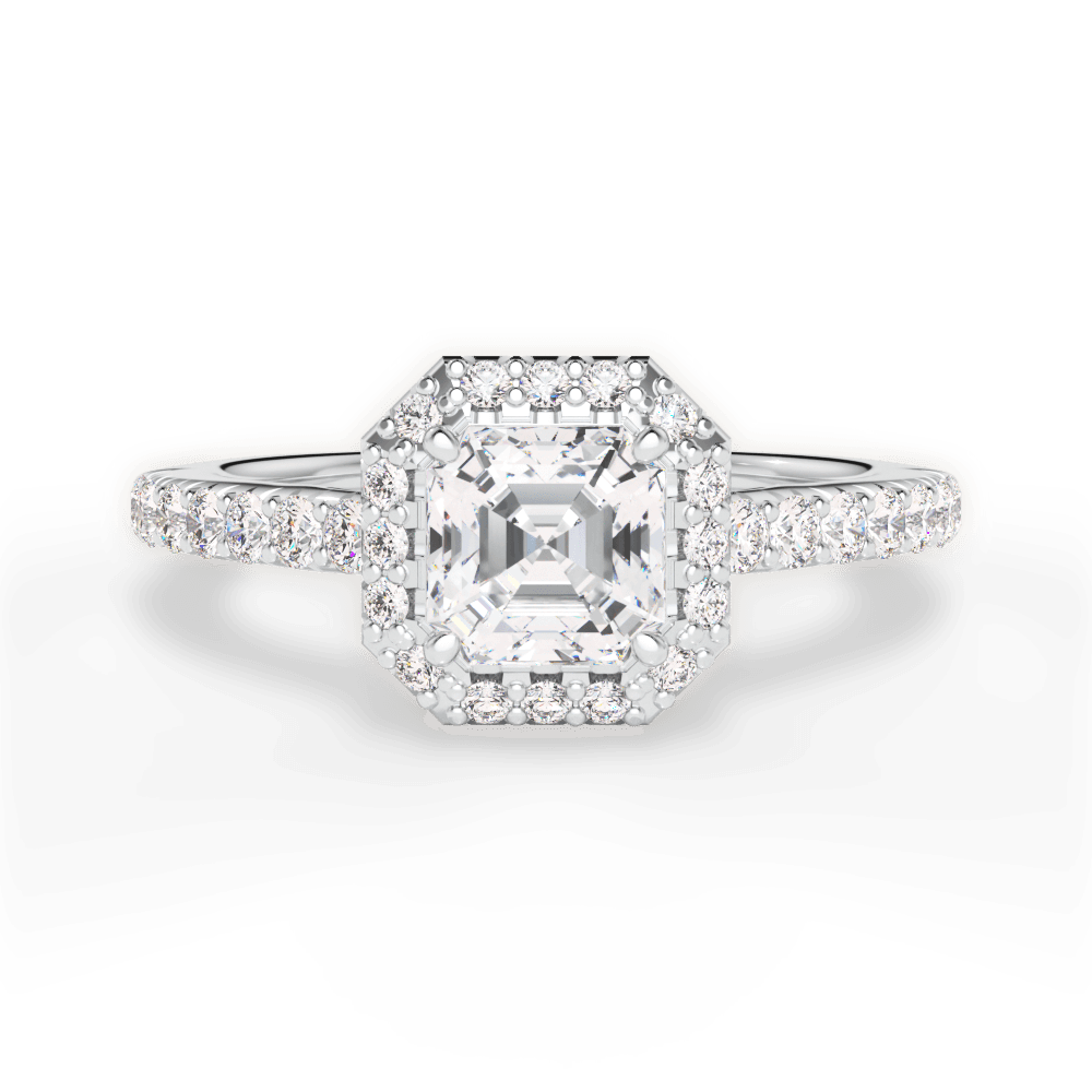 Kathleen Asscher Cut Lab Grown Diamond 14Kt White Gold Engagement Ring