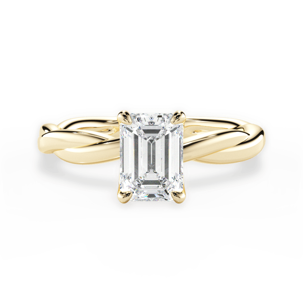 Bianca Emerald Cut Lab Grown Diamond 18Kt Yellow Gold Engagement Ring