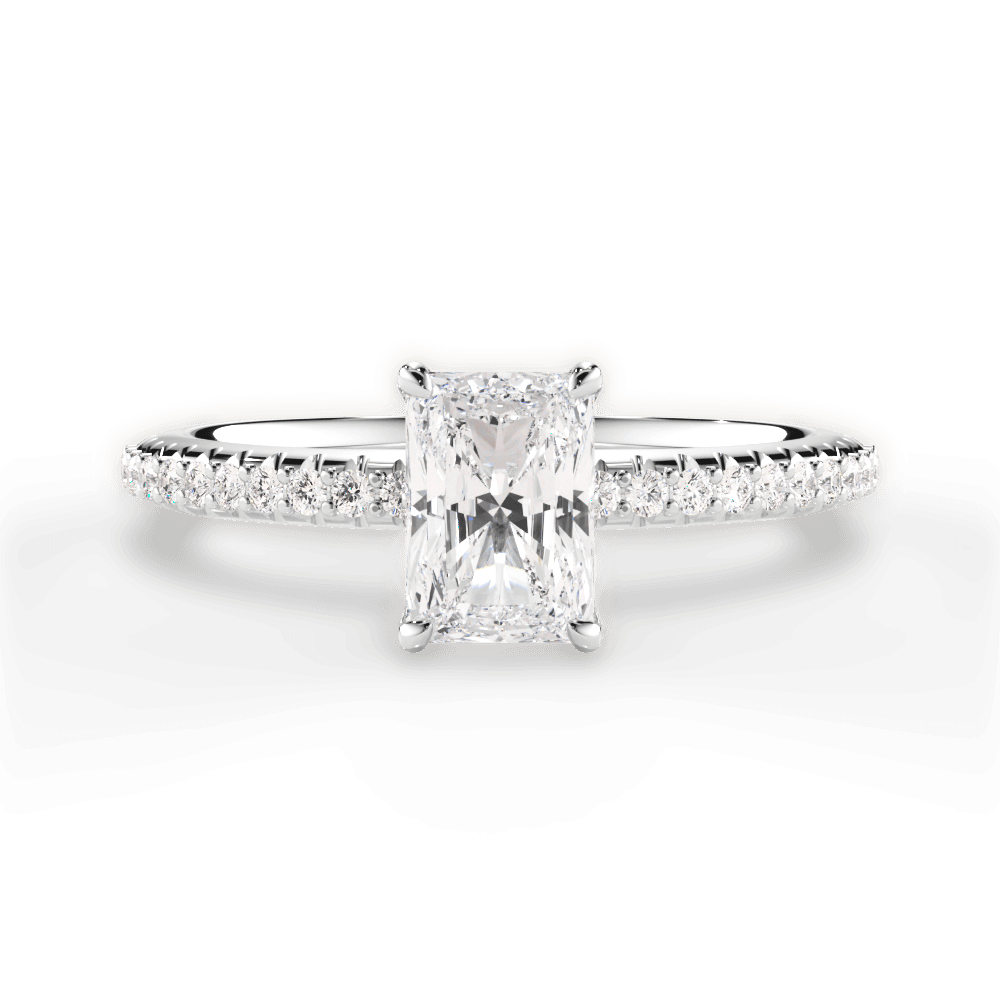 Giselle Radiant Cut Lab Grown Diamond 14Kt White Gold Engagement Ring