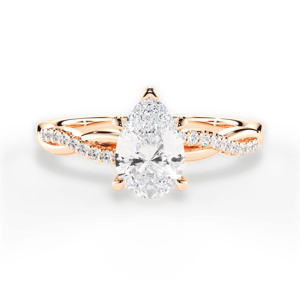 Charlotte Pear Cut Lab Grown Diamond 18Kt Rose Gold Engagement Ring