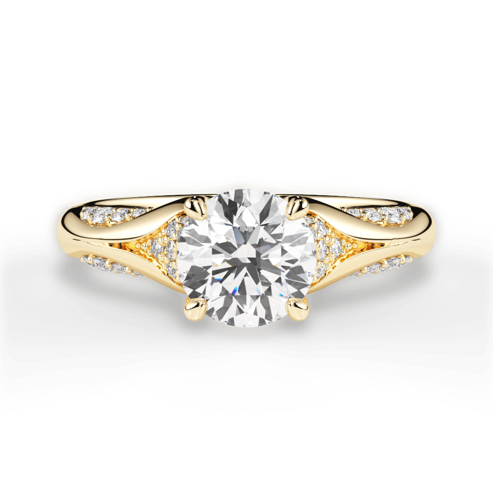 Isabel Round Cut Lab Grown Diamond 18Kt Yellow Gold Engagement Ring
