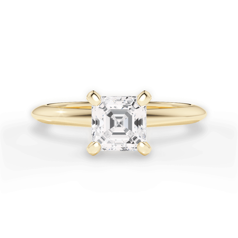 Casey Asscher Cut Lab Grown Diamond 18Kt Yellow Gold Engagement Ring