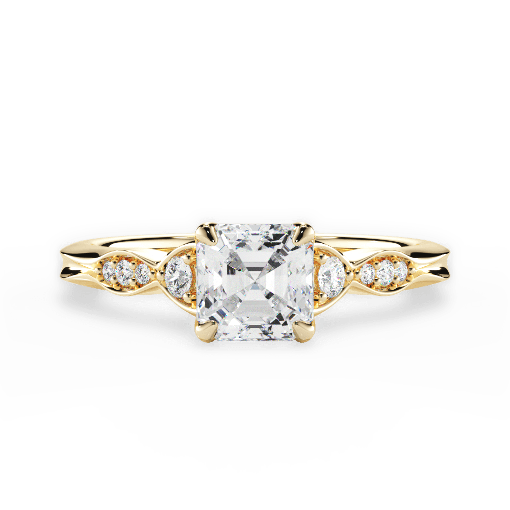 Cassie Asscher Cut Lab Grown Diamond 18Kt Yellow Gold Engagement Ring