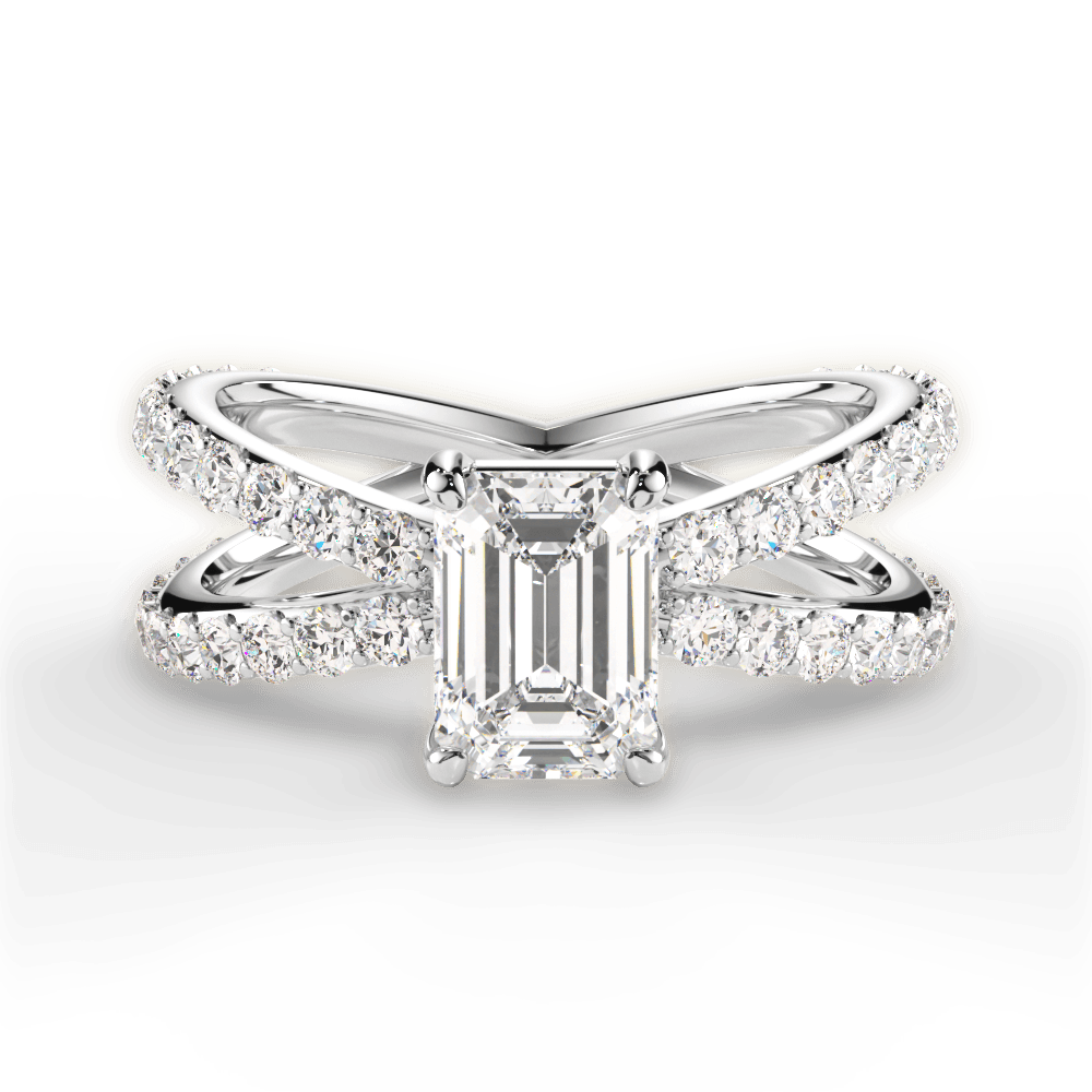 Lauren Emerald Cut Lab Grown Diamond 14Kt White Gold Engagement Ring