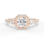Julia Asscher Cut Lab Grown Diamond 18Kt Rose Gold Engagement Ring