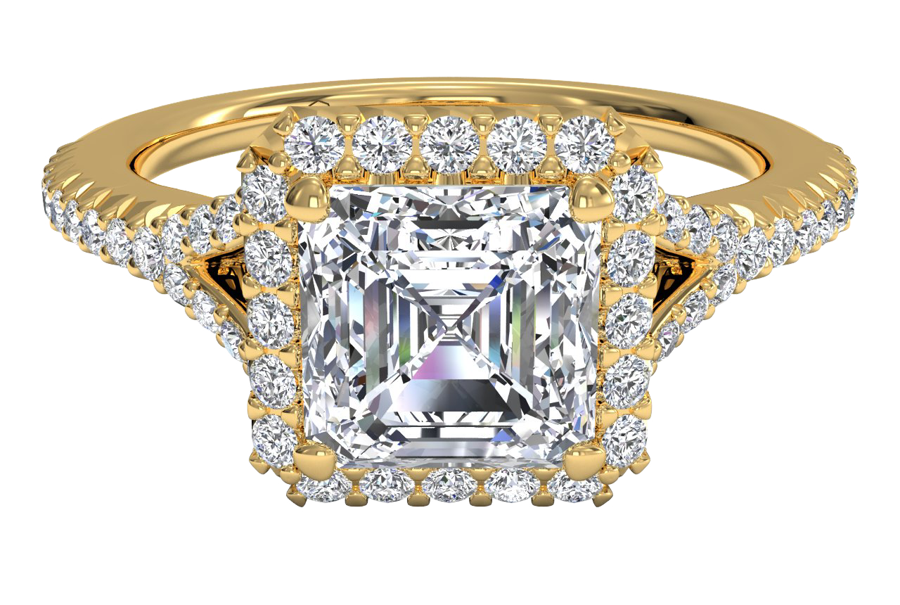 Judy Asscher Cut Lab Grown Diamond 18Kt Yellow Gold Engagement Ring