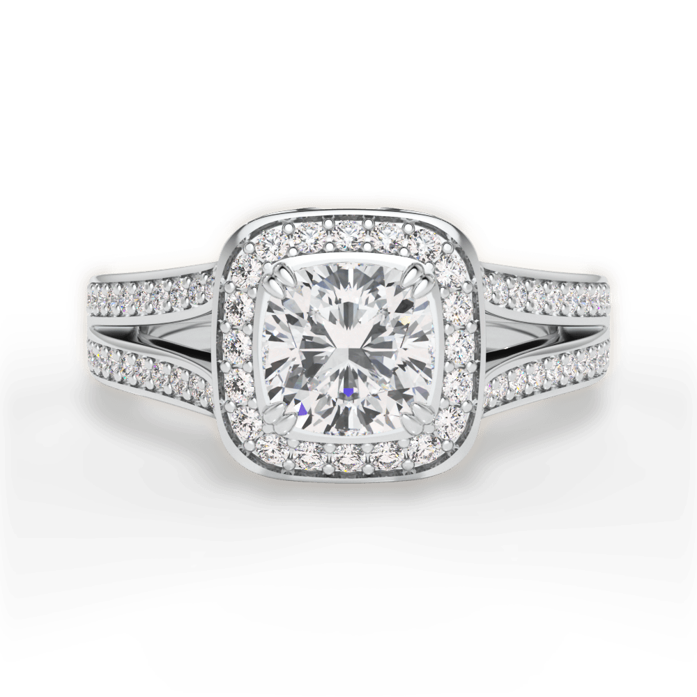 Mackenzie Cushion Cut Lab Grown Diamond 14Kt White Gold Engagement Ring