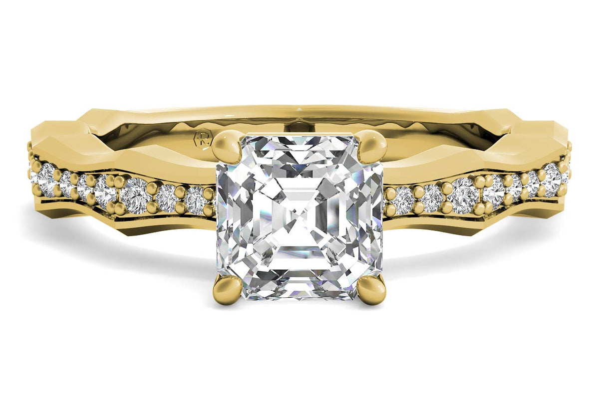 Wendy asscher lab diamond engagement ring in 18k yellow gold
