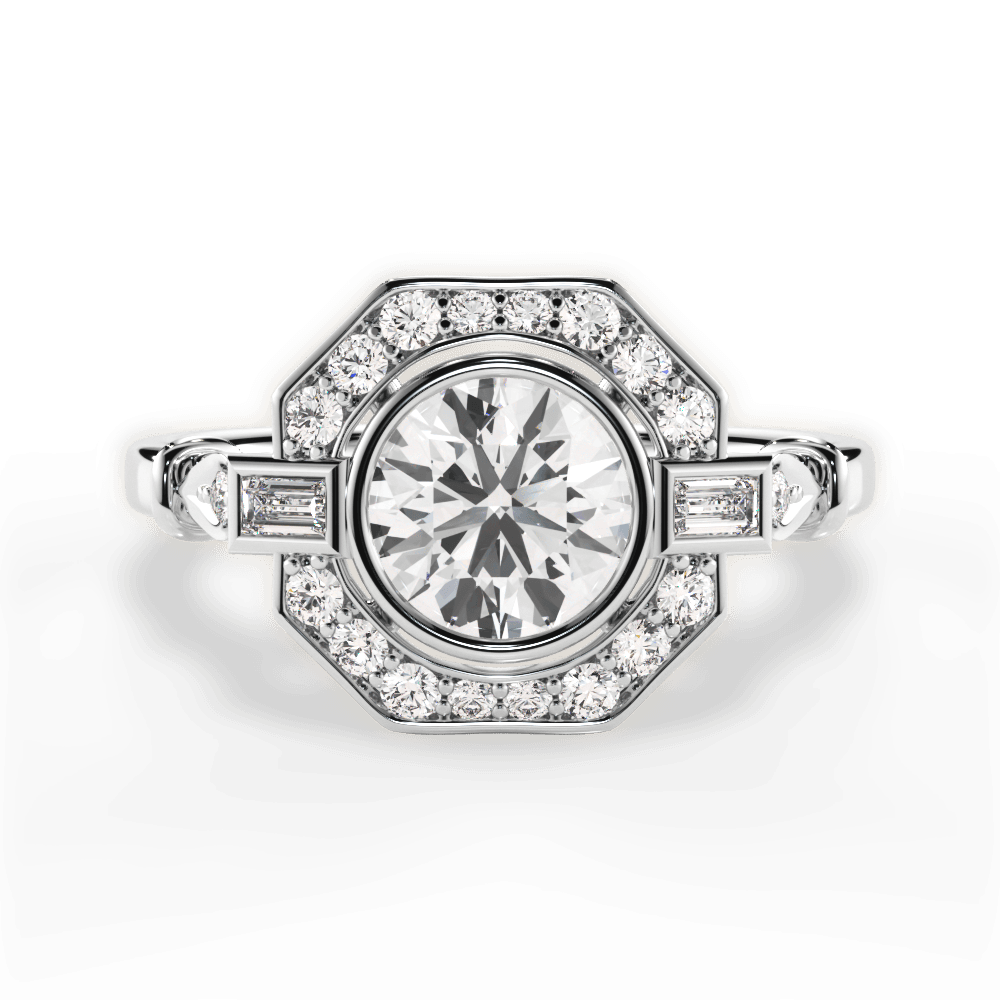 Jenna Round Cut Lab Grown Diamond 14Kt White Gold Engagement Ring