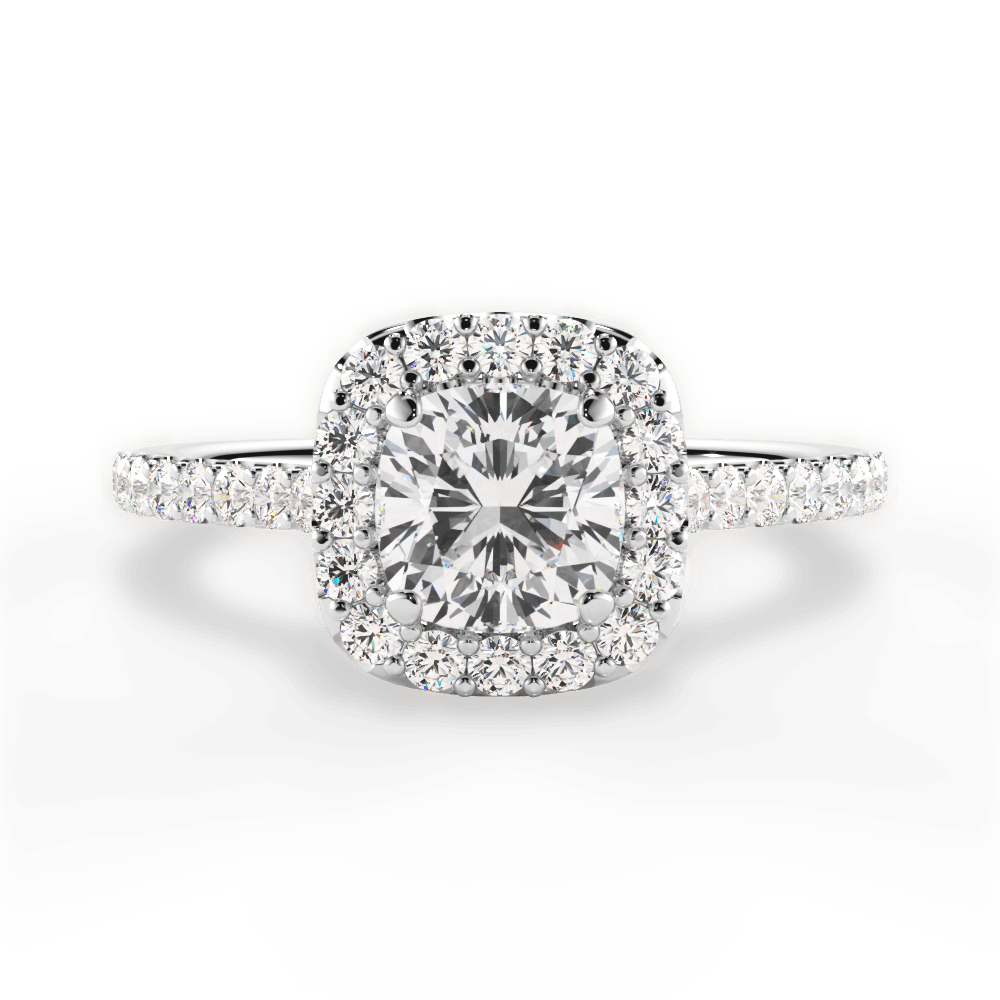 Ingrid Cushion Cut Lab Grown Diamond 18Kt White Gold Engagement Ring