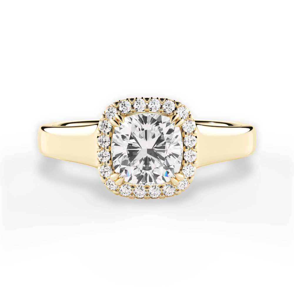 Jasmin Cushion Cut Lab Grown Diamond 18Kt Yellow Gold Engagement Ring