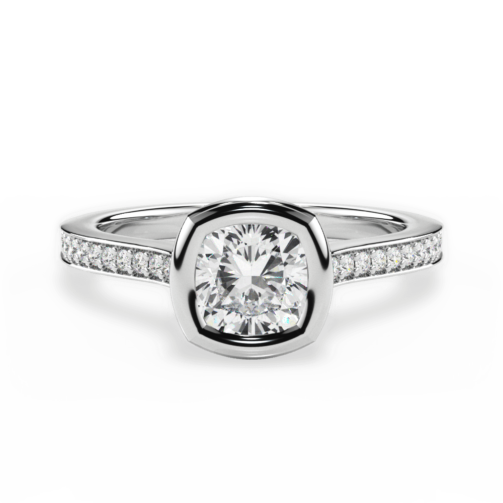 Deanna Cushion Cut Lab Grown Diamond 14Kt White Gold Engagement Ring