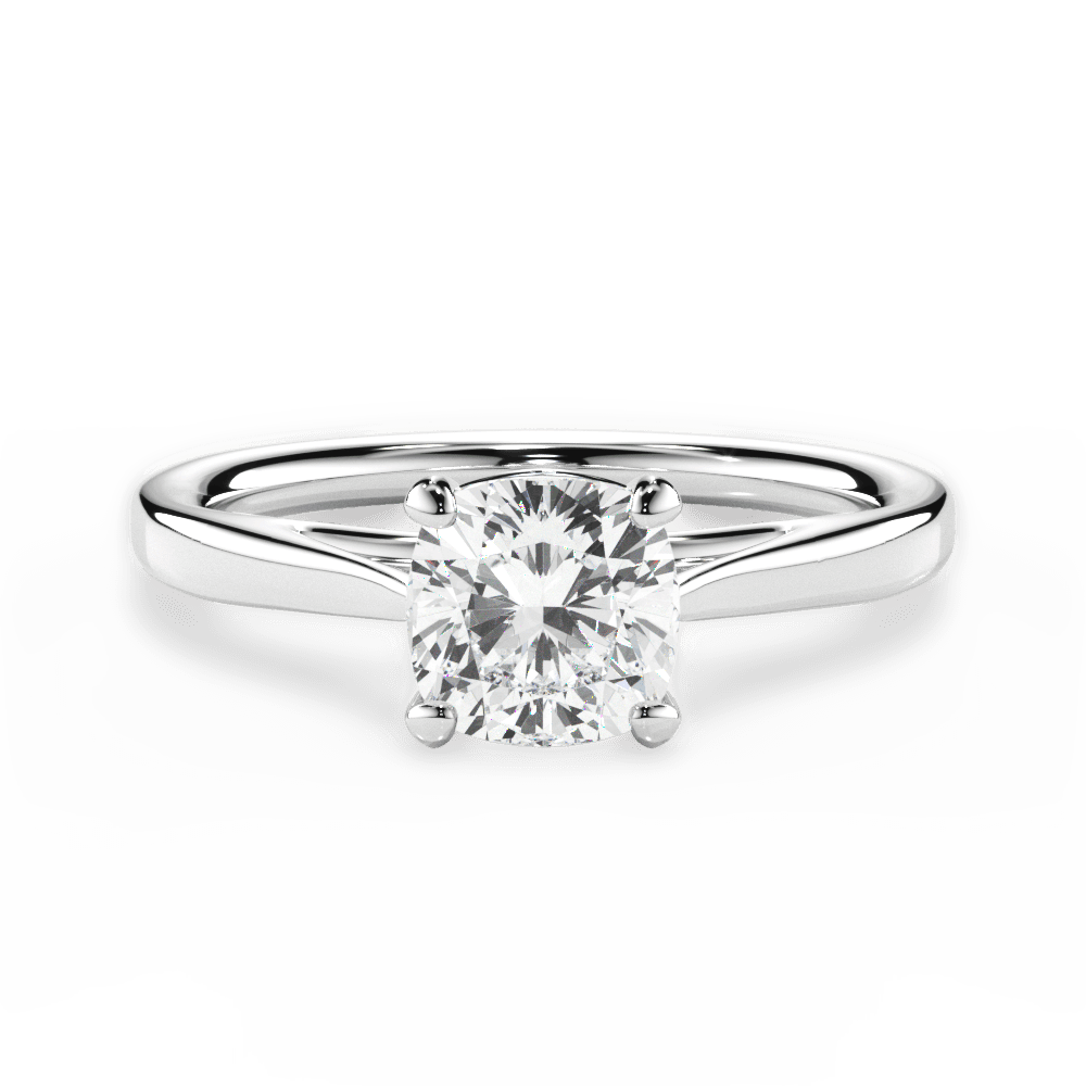 Angie Cushion Cut Lab Grown Diamond 18Kt White Gold Engagement Ring
